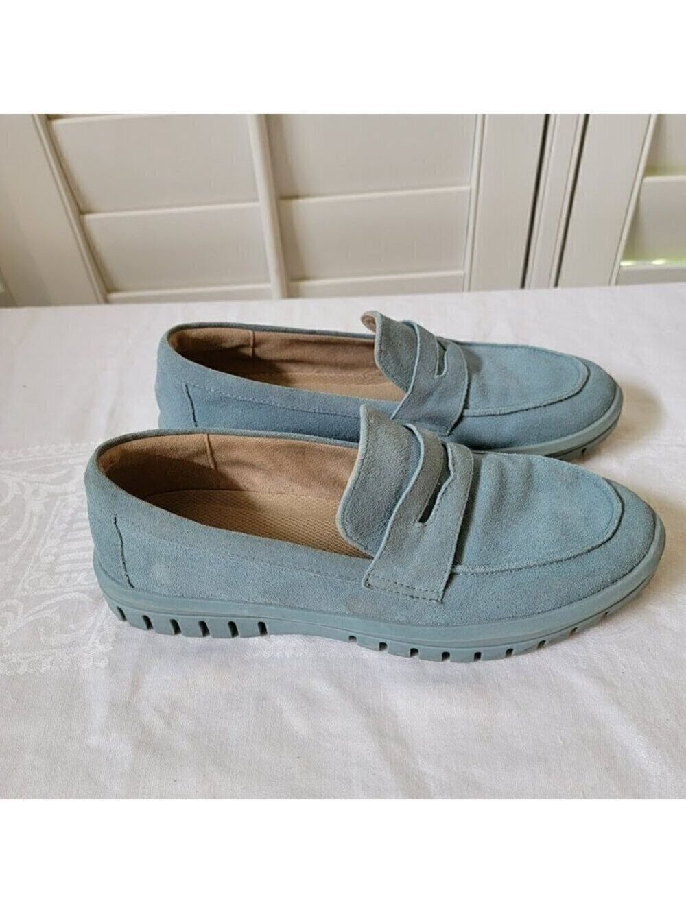 Blondo Waterproof Blue Suede Loafers - Size 7M - Picture 5 of 8